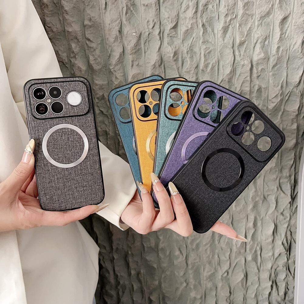 Custodia in Pelle Piana Magnetica in Tessuto di Lusso per Xiaomi Poco F9 Ultra F9 Pro F8 Ultra F8 Pro Cover di Protezione per Telefono con Ricarica Wireless