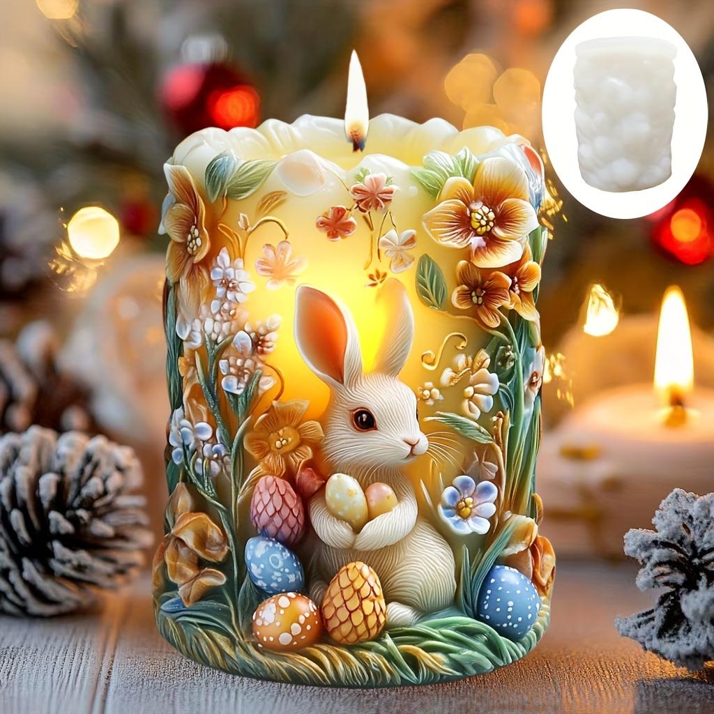 Kaninchen Kuschel-Ei Kerze Silikonform Mit Blumen Verzierter Elfen Kuschelhase Kuschel-Ei Kaninchen Resin Gipsformen Ostergeschenk