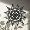 Sun Mandala Metal Wall Art Black Floral Geometric Design 15.74 Inch Outdoor Indoor Home Garden Gift