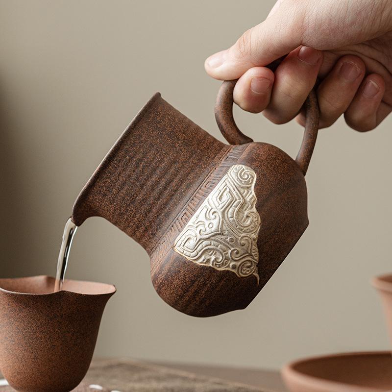 Old Clay Painting Silver Cup Retro Tea Set Ceramic Kung Fu Tea Set Tea Cup