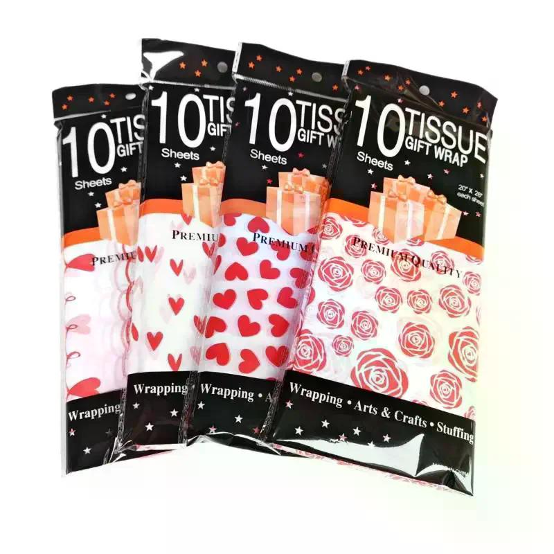 10 Sheets Festive Party Wedding DIY Gift Packing Supplies Love Type Tissue Paper Flower 50x66cm Gift Packaging Home Decoration