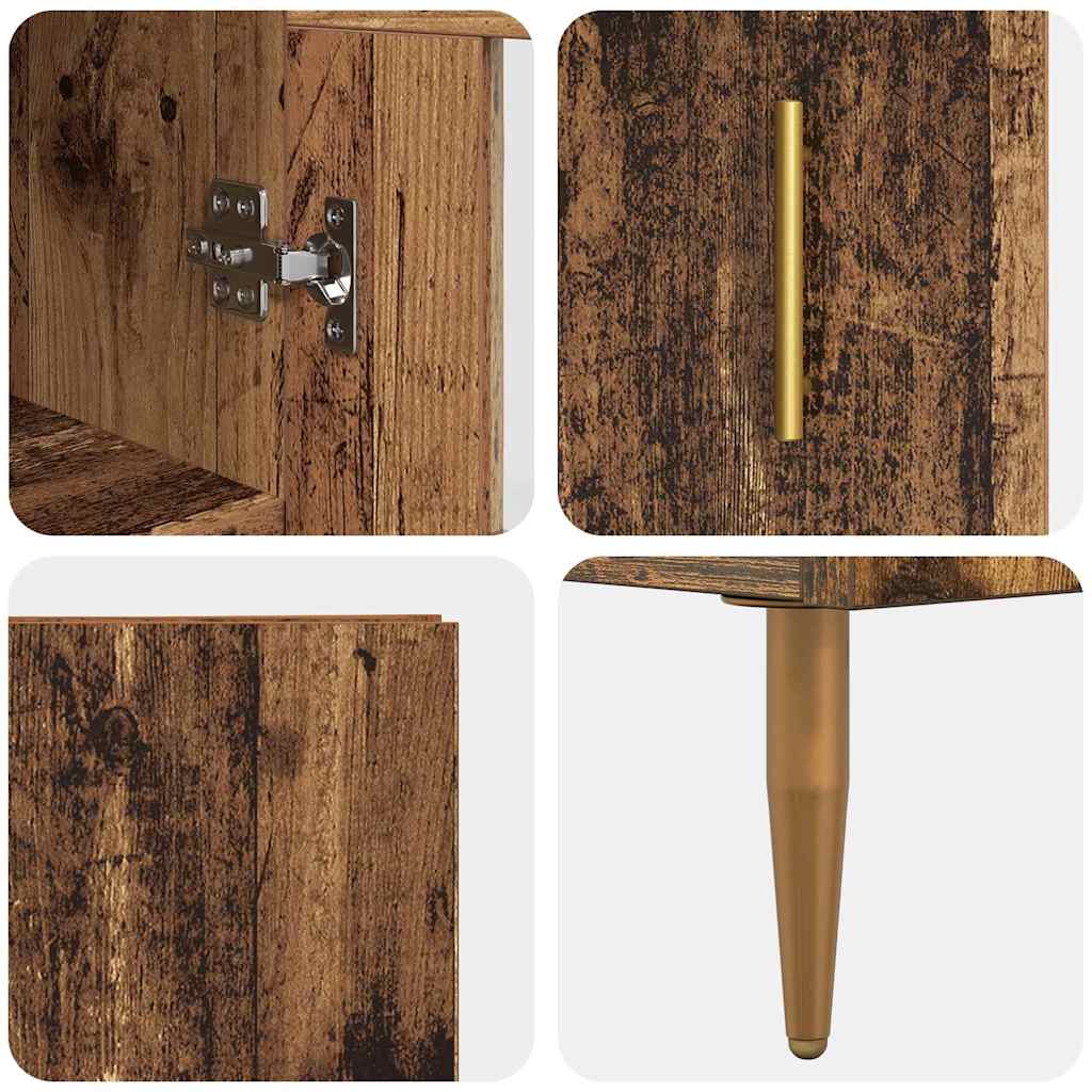 Highboard 2 pcs Reclaimed Wood Wood Based Material