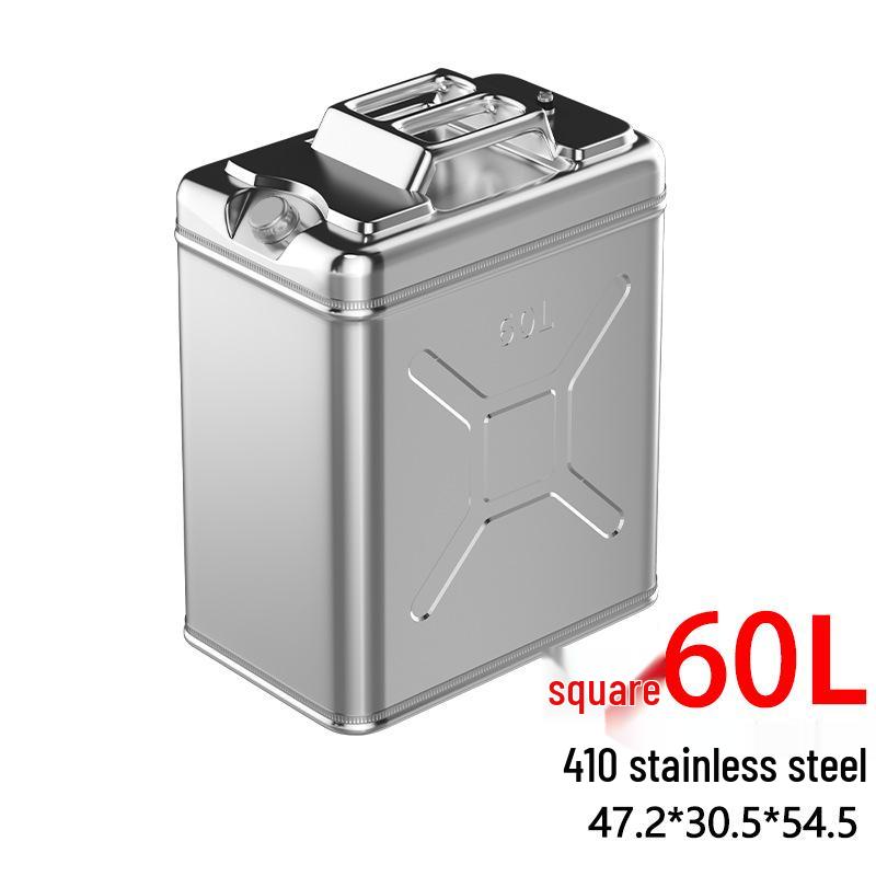 Stainless Steel Fuel Can - 304 Gasoline & Diesel, 10L/20L/30L, Thickened Portable Car Spare Tank