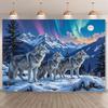2D Winter Wolf Northern Lights Tapestry Snow Forest Party Backdrop Wall Art