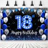 Sfondo 2D Buon Compleanno Palloncini Nero Blu Età Personalizzata Bambini Adulti Decorazioni per il 18° 20° 30° 40° Compleanno Forniture per Feste