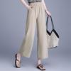 Elastic Waist Wide-Leg Pants for Middle-Aged Women, 9-Point Length, Spring & Autumn