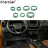 7x Green Center Console AC Radio Switch Knob Trim Ring For Ford Bronco Sport 21+