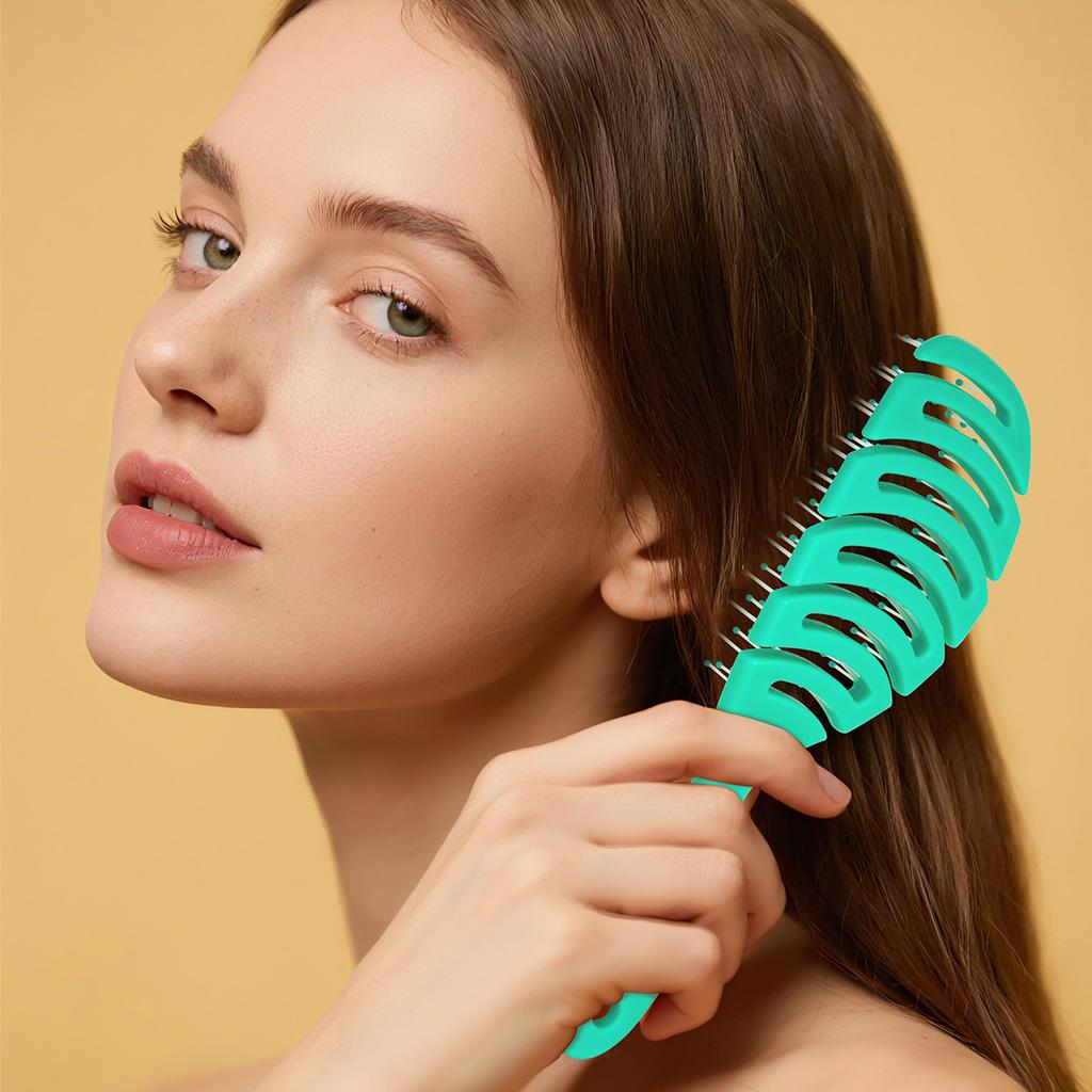 Teal Plastic Hair Brush with Soft Bristles for Gentle Detangling and Styling Ideal for All Hair Types Daily Use