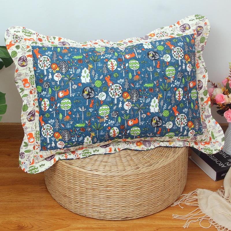 Soft and Comfortable Pillowcase Skin Friendly Breathable Fashionable Rustic Style Quilted Fabric Pillowcase Bedroom Decoration