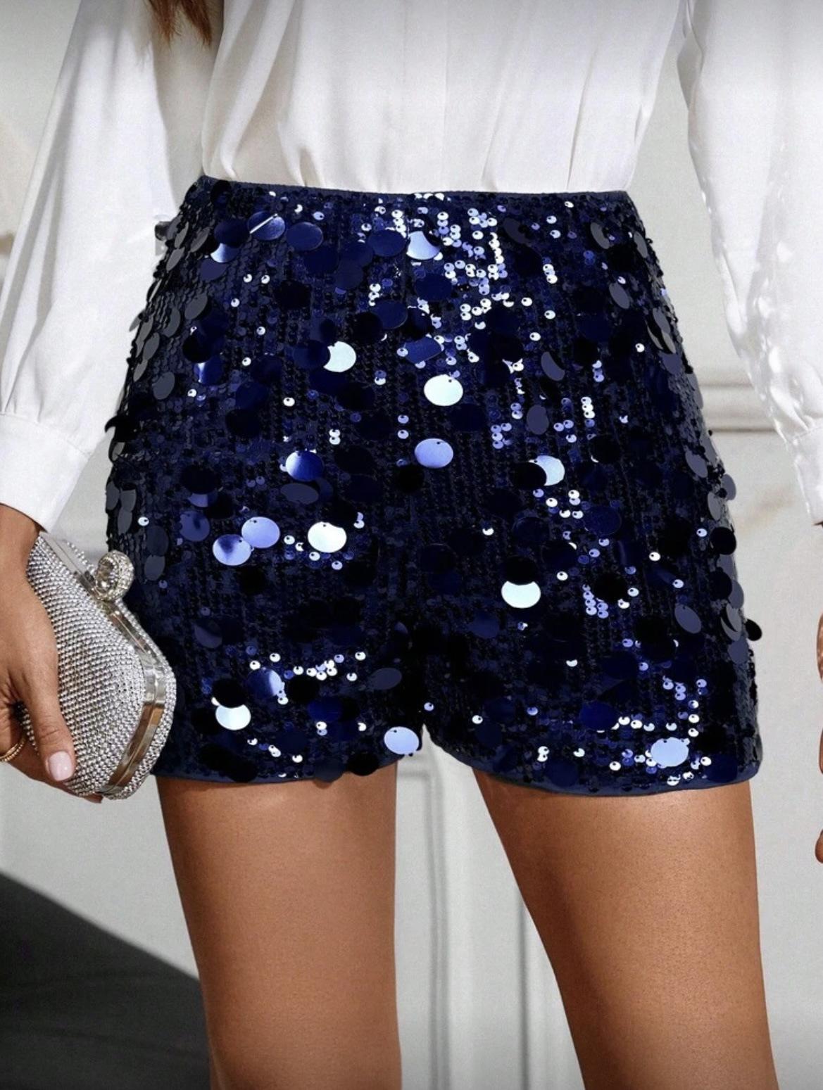 

Sequin Festival Skirt & Shorts - Women s Nightclub Attire 2025 Extra Large темно-синий