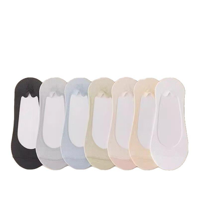 5 Pairs of Women's Spring and Summer Shallow Cut Anti Slip Perforated Net Invisible Boat Socks