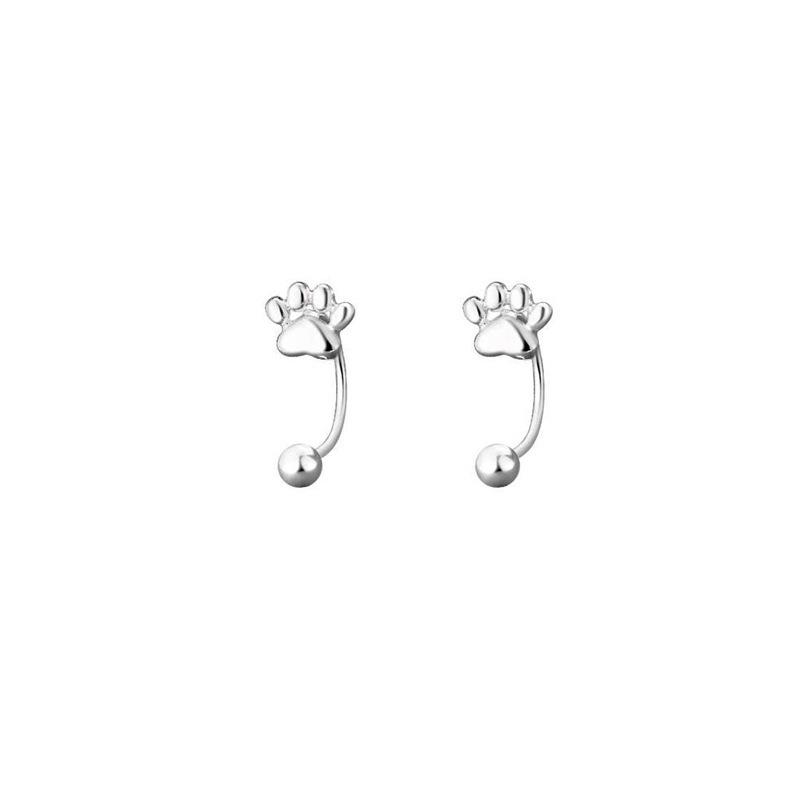 Cat Paw Ear Hook Earrings - Minimalist Korean Fashion, Cute Screw-in Studs for Women