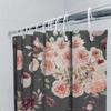 Pink Floral Bath Shower Curtain Set with Personalized Name for Bathroom Decor Black Background Waterproof Fabric Customizable Si