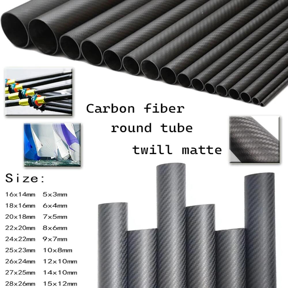 1pcs Length 200/500mm Carbon Fiber Tube High Composite Hardness Material 3K Twill Matte OD 5-28mm Pipes For Plant Protection Aircraft