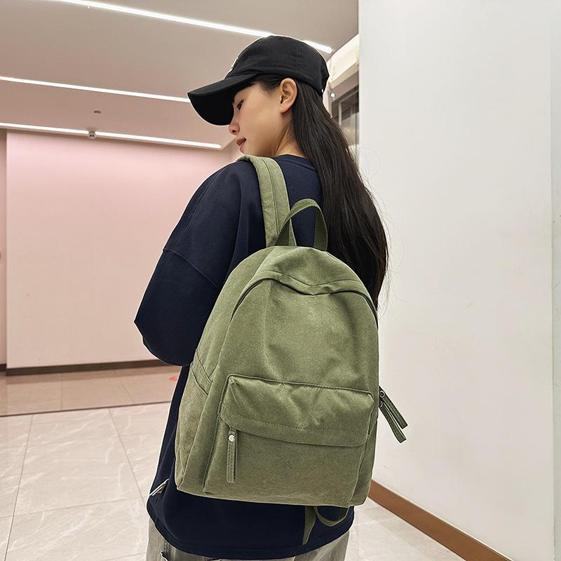 Školní batoh retro korejská verze ins školní batoh pro ženy, žáky základních a středních škol a studenty vysokých škol, velkokapacitní jednoduchý jednobarevný batoh