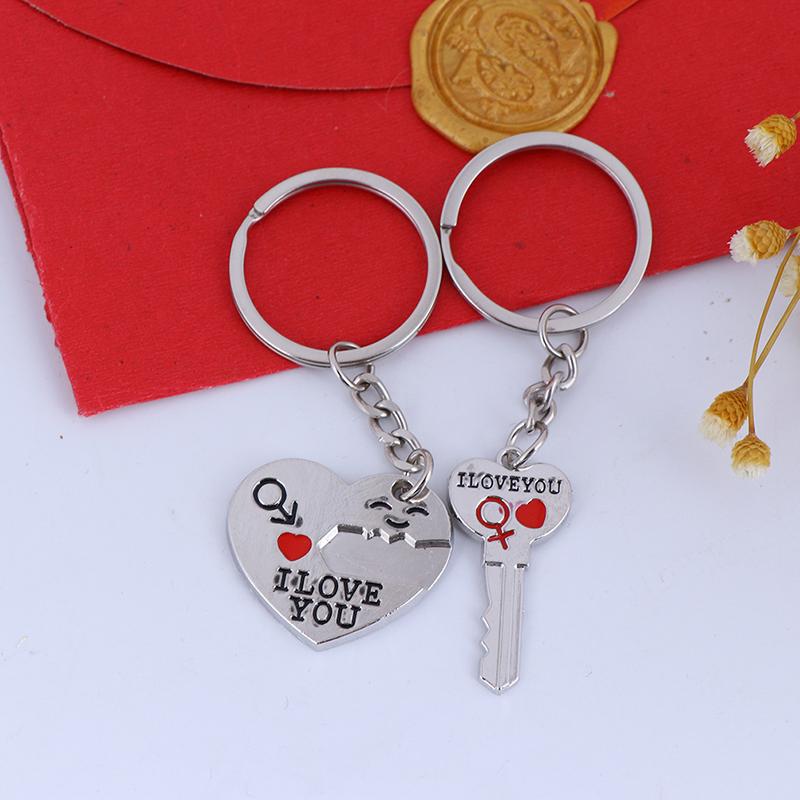 2Pcs/Lot Heart-Shaped Keychain Couple Valentine'S Day Lover Gift Secret Love