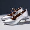 Zapatos de Baile Moderno para Mujer de Piel con Puntera Cerrada Suela de Ante Vals Salón Estándar Zapatos de Baile Tacón 6.5cm