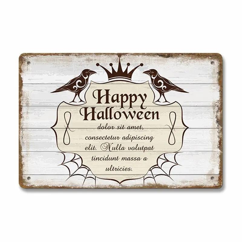 Vintage Halloween Trick or Treat Party Poster Tin Signs  Metal Plate Wall Decor for Cafe Bar Pub  Perfect Halloween Gift