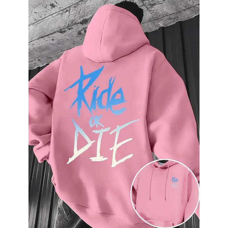 Felpa con cappuccio da uomo con stampa lettering Ride or Die Pullover per adulti Felpa Street Casual Comoda Hip-Hop Manica Lunga