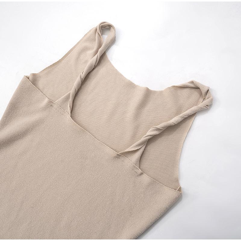Sexy Solid Color Sleeveless Women's Spring Summer New Dress Twist Shoulder Strap Slim Dress Fashionable Wrap Evening Party Elegant Dress