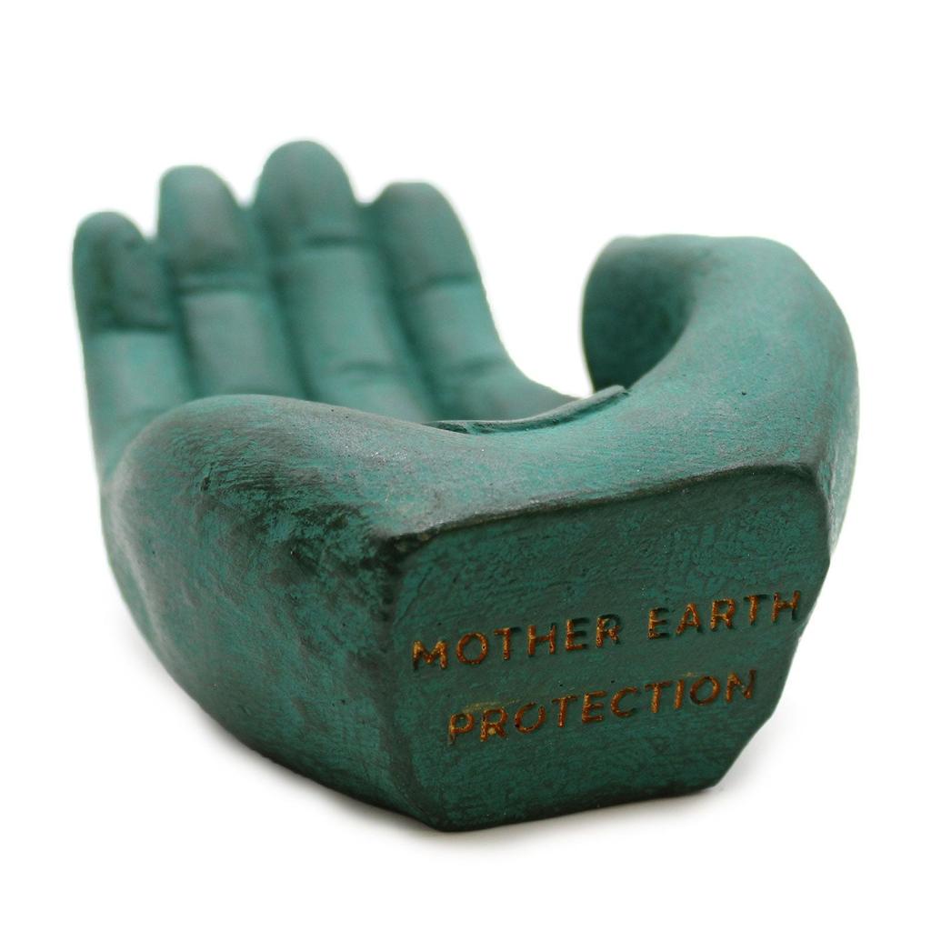 Incense Burner Stone Hand Earth Protect Green