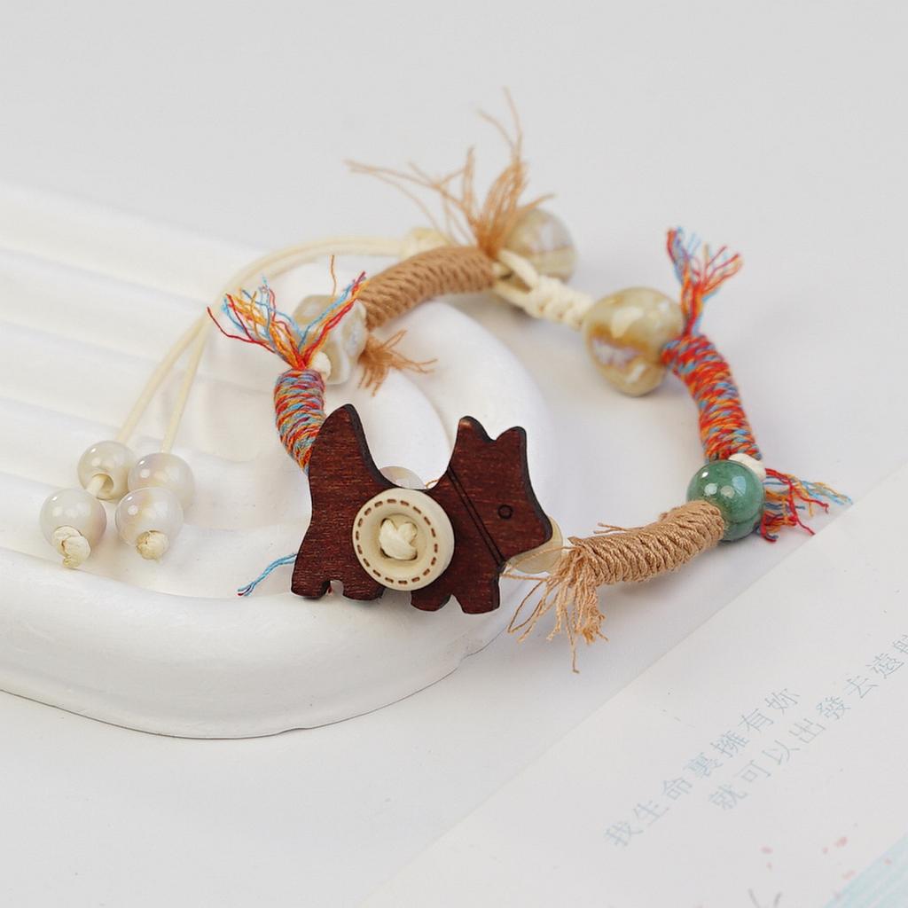 Ceramic ceramic bracelet student Tibetan hand braided rope stall student gift