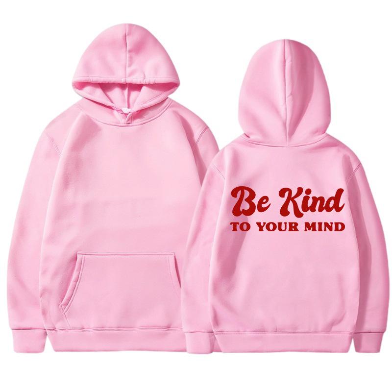 BE Kind European and American fashion printed thickened versatile long-sleeved loose hooded sweatshirt for women