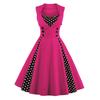 Women's Retro Fitted Sleeveless Polka Dot Print Dress For Performance