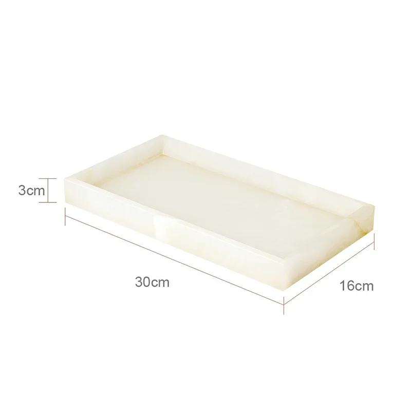 White Onyx Natural Marble Bathroom Accessories Luxury Soap Dispenser Cotton Swabs Container Reed diffuser Tray Bathroom Set