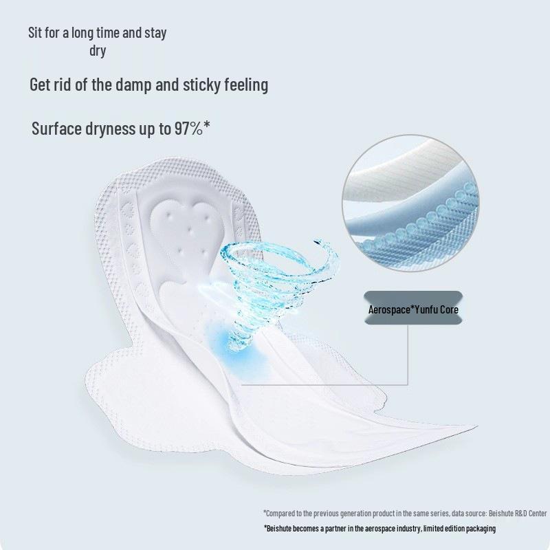 Bei Shu Aerospace Super Absorbent 290mm Skin-Friendly Cotton Thin Night Sanitary Napkin, Leak-Proof Pad.