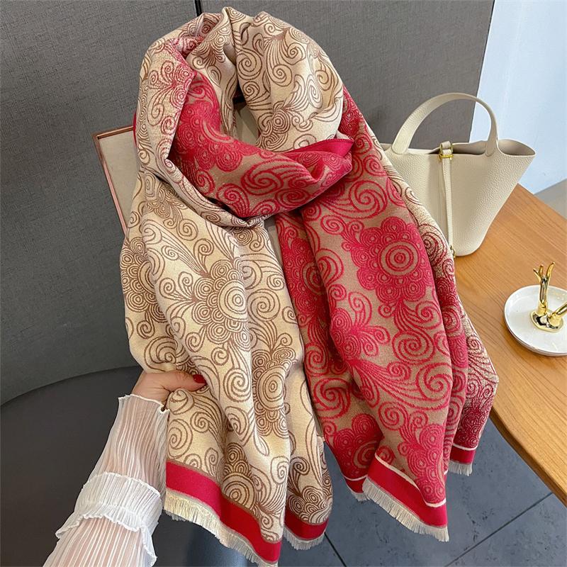 Winter Female Print Imitation Cashmere Scarves for Women Autumn and Winter Thick Fashion Warm Wild Scarf Shawl Poncho Stoles