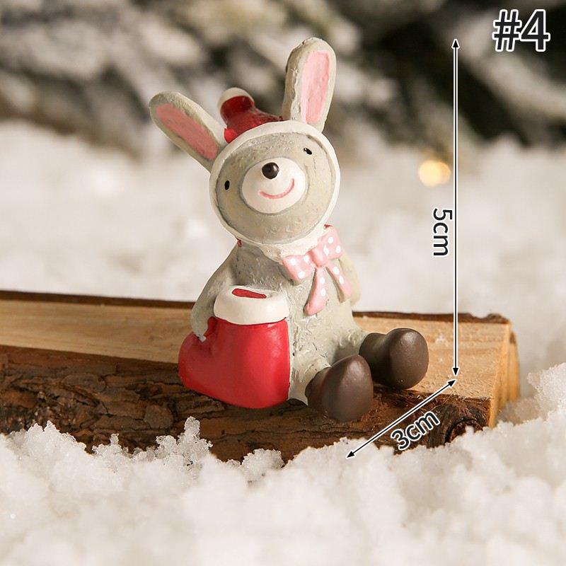 Miniature Santa Claus Elk Snowman Cute Animal Resin Micro Christmas Tree Ornaments Desktop Decoration Crafts Xmas Gifts