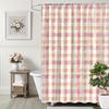 Watercolor Pink Beige White Plaid Checkered Print Shower Curtain Waterproof Mildew Resistant With Plastic Hooks Quick Install Fo