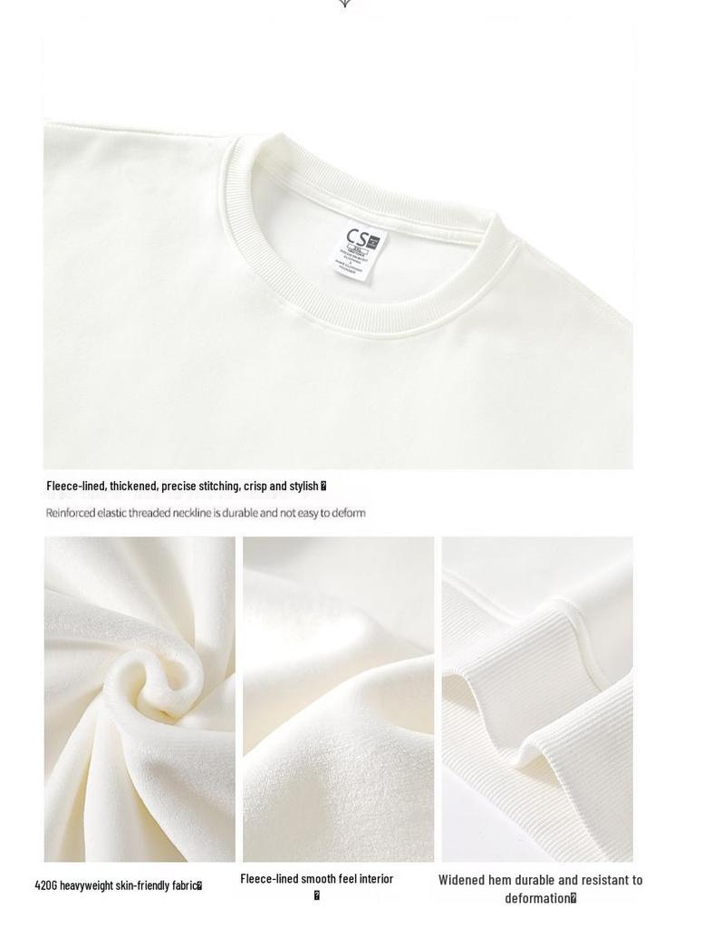 Men's American-Style Round Neck Sweatshirt, Loose Fit, Heavyweight Long Sleeve for Spring and Autumn, Trendy High-Quality Jacket