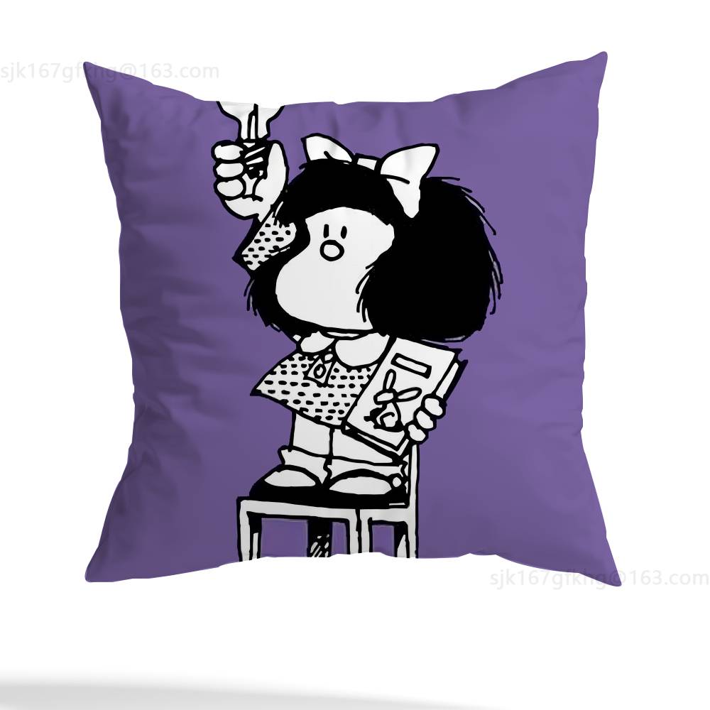 Cute M-Mafalda Pillow Case Pillow Case Living Room Sofa Cushion Cover Suitable For Home Bedroom Room Decoration