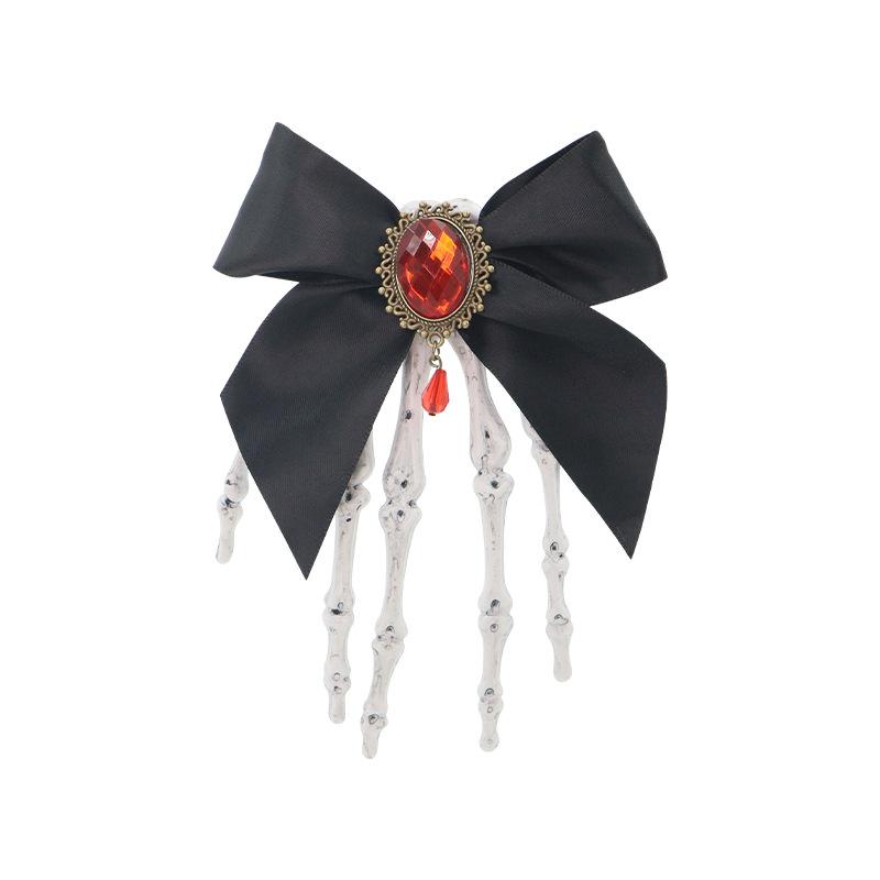 Halloween skull palm headdress, gothic imitation rose lace hairpin, scary atmosphere costume props