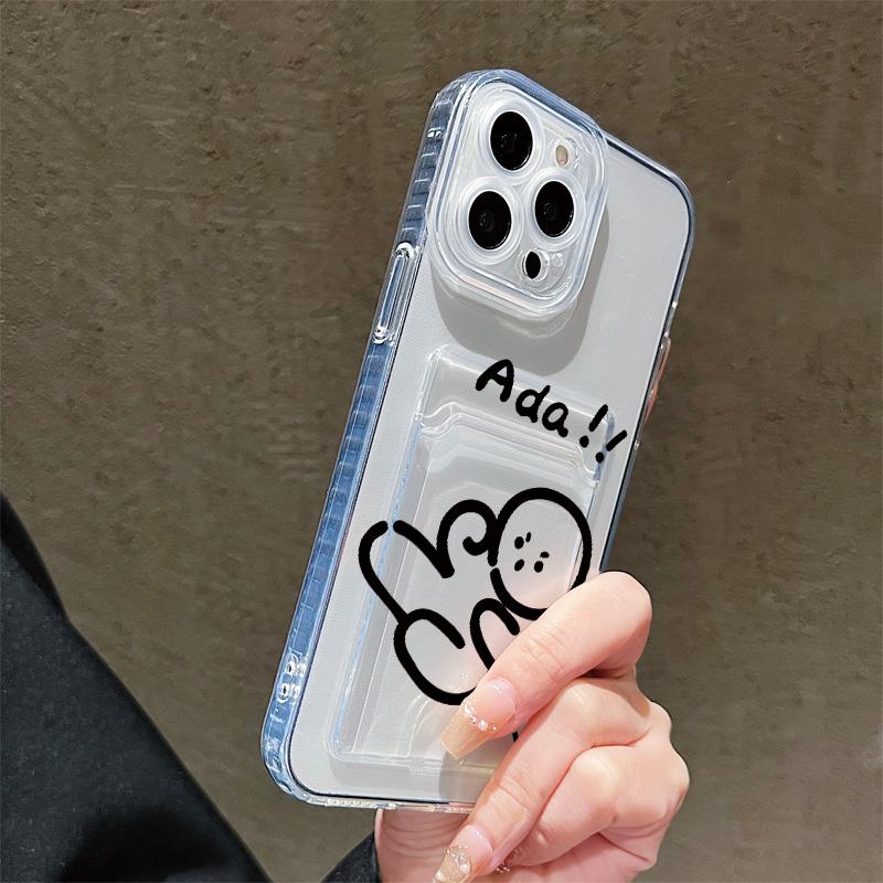 Card Slot Holder Silicone Wallet Pocket Case For Infinix Smart 7 8 Reno 12F 13F 14F Xiaomi Redmi Note 14 13 12 Honor X7A X8B Cover Clear Phone Bumper