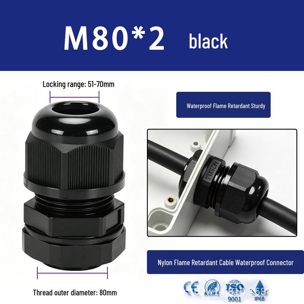 Nylon Waterproof Cable Connector Gland, M/PG Type, Flame Retardant, Sealed Threaded