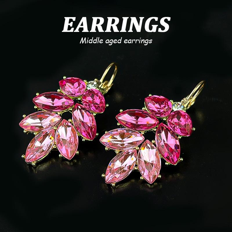 Boucles d'oreilles pendantes Zircon Fleur Colorée pour Femmes, Boucles d'oreilles pendantes Statement pour Fête & Usage Quotidien