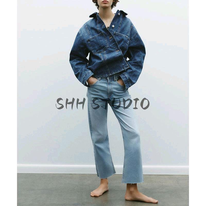 Spring New Women's Clothing Double Breasted Style Loose Jeans 6688010 Denim Shirt Jacket 8197256