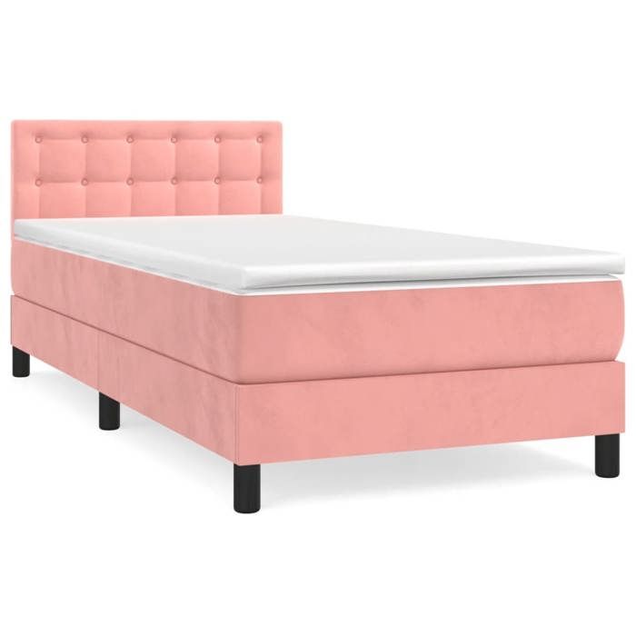VidaXL Lit à sommier tapissier avec matelas Rose 90x200 cm Velours - Modèle 3141526