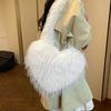 Women Fluffy Shoulder Bag Commuting Shopping Outdoor Travel Crossbody Bags Fashion Portable Female Heart Tote