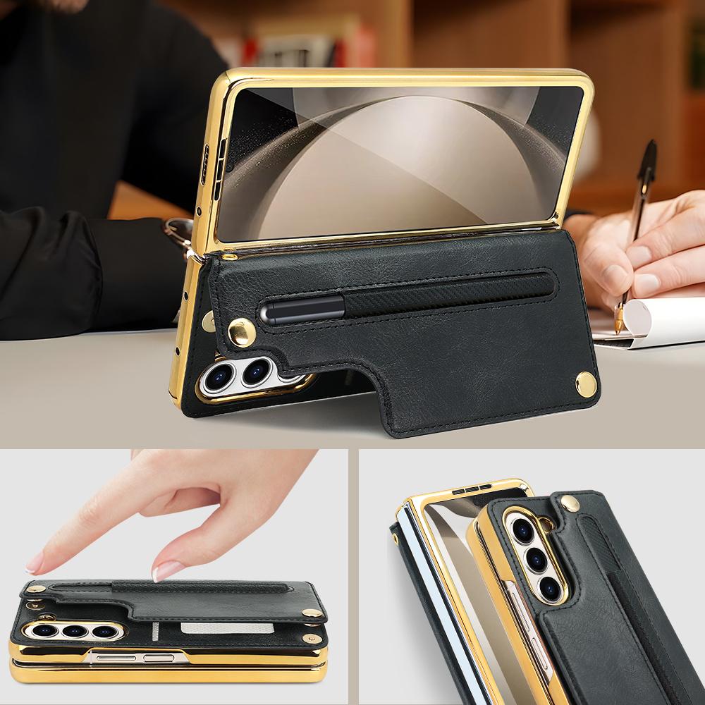 VIETAO PU Leather Z Fold 7 Phone Case With Pen Slot, Cards Wallet Holder,Hand Strap Compatible With Samsung Galaxy Z Fold 6 5 4