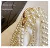 French Pearl Handbag: Elegant Women's Beaded Evening Bag, Large Capacity, Handmade Woven Shoulder Bag.