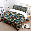3pcs Colorful Cartoon Fish Pattern Duvet Cover Set Digital Print Colorful Polyester Bedding with Zipper Closur for Kids Gifts