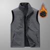 Men's Reversible Fleece Vest: Multi-Pocket, Thick Lined, for Autumn and Winter Outdoor Workwear