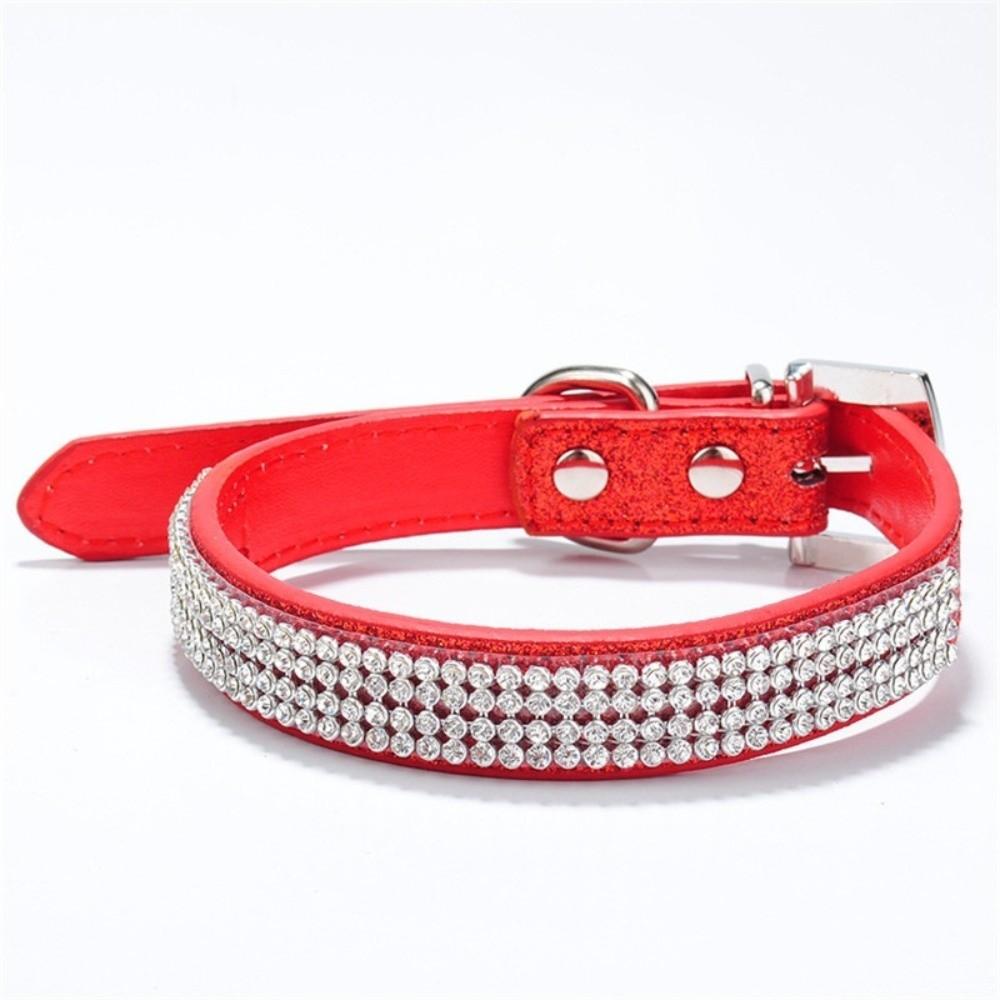 Crystal Diamond Rhinestone Pet Collar PU Leather Sparkling Cat Collar  for Pet Supplies
