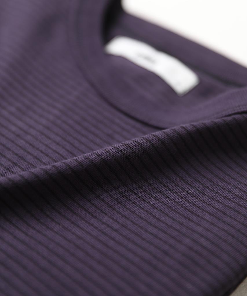 Lambeulla Binding Stripe Short Sleeve T-Shirt [Dark Purple]