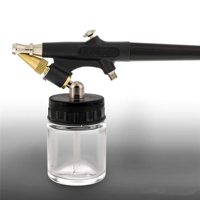 138Type Airbrush Kit Mini Single Action Air Brush Set Siphon Feed 0.8mm Paint Spray Gun w/ Hose 22cc Fluid Cups for Makeup Hobby
