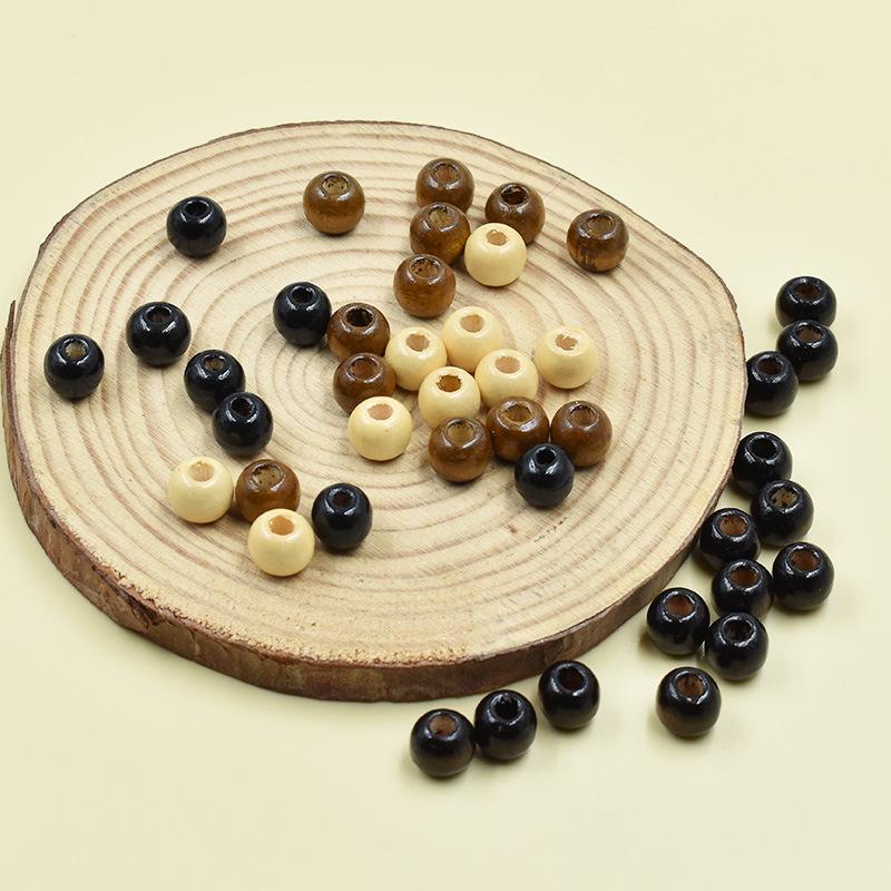 Handmade 10MM Large Hole Maple Wood Beads - Brown Toned Barrel Beads for DIY Jewelry